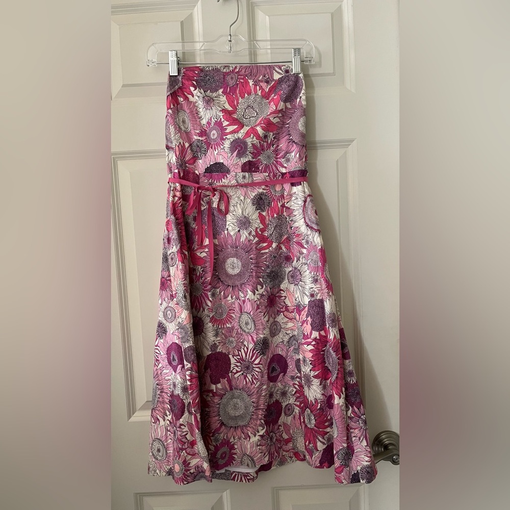 Vintage J.Crew strapless floral cotton party cocktail spring summer dress size 4